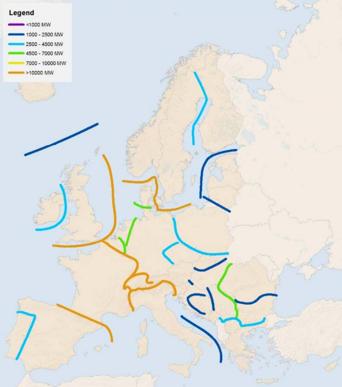 Übertragungskapazitäten in Europa 2030 nach Plänen von ENTSO-E. © ENTSO-E.