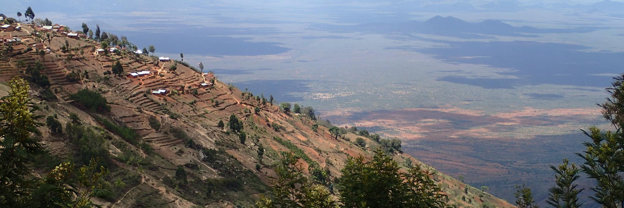 Sustainable land management in the Lushoto research area in Tanzania, where terrace cultivation prevents severe soil erosion on the steep slopes.