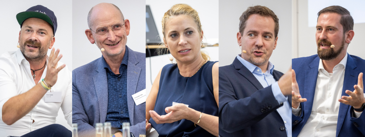 Die Teilnehmenden der Diskussionsrunde (von links): Christopher Göpfert, Christoph Hüls, Katrin Bender, Mirco Sieg, Matthias Bölt.