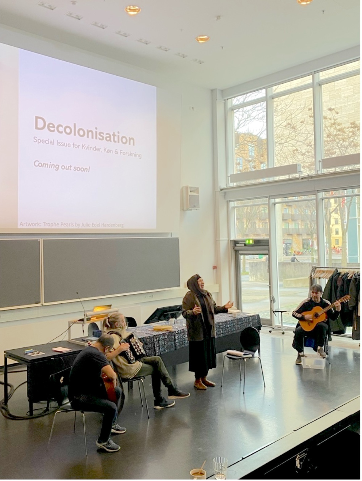 Qivittoq Band at the launch of the Women, Gender & Research special issue ‘Decolonisation’ with lead singer, and contributor, Klaudia Petersen.